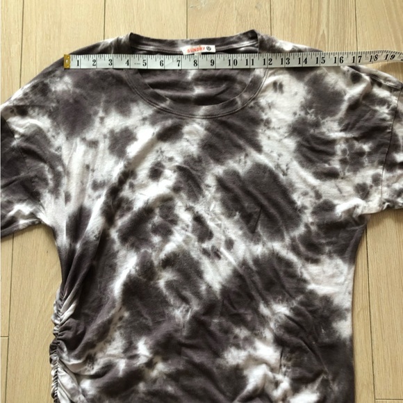 Sundry Anthropologie Ruched Tie Dye Mini Dress in Black & White Size 1/S - Picture 2 of 10